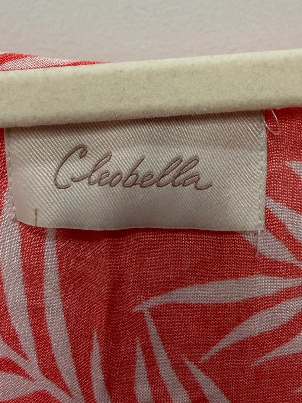Cleobella Coral White Palm Print Tassel Drawstring Kaftan Cover Up One Size